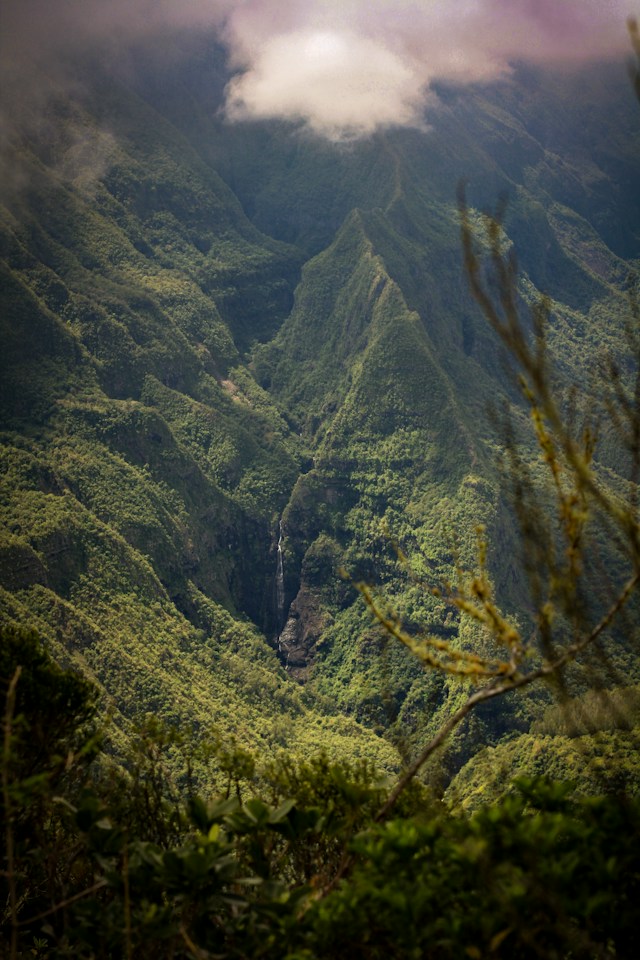Route de montagne dans le cirque de Cilaos à La Réunion